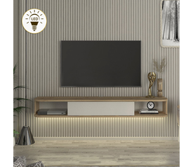 Έπιπλο τηλεόρασης επιτοίχιο Cross με LED χρώμα sepet oak - sandstone 150x29,6x19,2εκ.