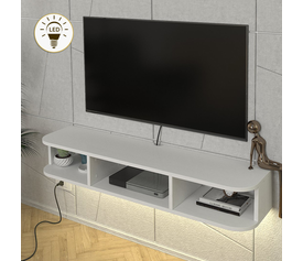 Έπιπλο τηλεόρασης επιτοίχιο Bask με LED χρώμα λευκό 120x29,6x19,2εκ.