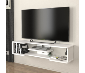 Έπιπλο τηλεόρασης επιτοίχιο Perry χρώμα λευκό 120x29,6x25,6εκ.