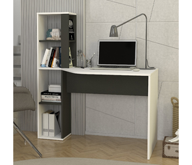 Γραφείο εργασίας Gemini χρώμα ανθρακί - λευκό 121,8x59,6x131,8εκ.