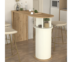 Τραπέζι μπαρ Bohema χρώμα sepet oak - ivory 150x51,6x101,8εκ.