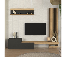Σύνθεση τηλεόρασης Dumont χρώμα ανθρακί - sepet oak 240x36,8x200εκ.