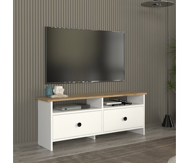 Έπιπλο τηλεόρασης Gradias χρώμα λευκό - sapphire oak 120x29,6x46,8εκ.