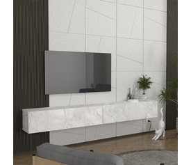 Έπιπλο τηλεόρασης επιτοίχιο Espanse χρώμα λευκό εφέ μαρμάρου 241,8x31,7x30εκ.