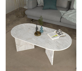 Τραπεζάκι σαλονιού Cortado χρώμα λευκό εφέ μαρμάρου 120x60x39,6εκ.