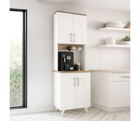 Έπιπλο κουζίνας Kalira 2 χρώμα λευκό - rota oak 60x40x196εκ.