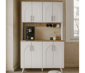 Έπιπλο κουζίνας Kalira 4 χρώμα λευκό - rota oak 120x40x196εκ.