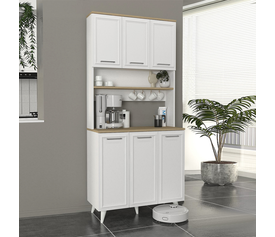 Έπιπλο κουζίνας Potter 3 χρώμα λευκό - rota oak 90x40x196,1εκ.