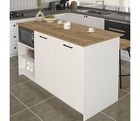 Τραπέζι - Πάγκος κουζίνας Peres χρώμα λευκό - sepet oak 150x70x91,8εκ.