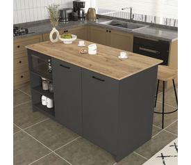 Τραπέζι - Πάγκος κουζίνας Peres χρώμα ανθρακί - sepet oak 150x70x91,8εκ.