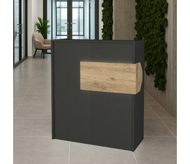 Γραφείο υποδοχής - reception Aloha με LED χρώμα ανθρακί - sepet oak 95,5x40x110,3εκ.