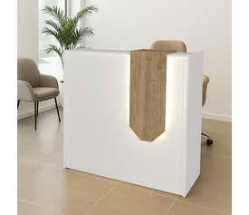 Γραφείο υποδοχής - reception Navita με LED χρώμα λευκό - sepet oak 113,6x42x111,8εκ.