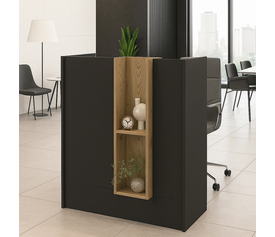 Γραφείο υποδοχής - reception Bonveno χρώμα ανθρακί - sepet oak 90x43,2x110εκ.