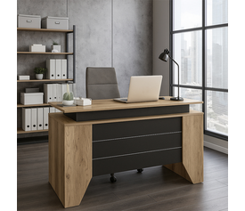 Γραφείο εργασίας Remida χρώμα sepet oak - ανθρακί 140x60x76,9εκ.