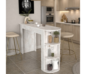 Τραπέζι μπαρ Vigne χρώμα λευκό εφέ μαρμάρου 150x51,6x101,8εκ.