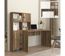 Γραφείο εργασίας Lesya αναστρέψιμο χρώμα καρυδί 159,2x59,6x141,2εκ.