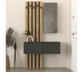 Έπιπλο εισόδου Kanso χρώμα ανθρακί - sepet oak 100x35x196,7εκ.