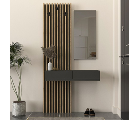 Έπιπλο εισόδου Elois χρώμα ανθρακί - sepet oak 96,6x26,8x195,5εκ.