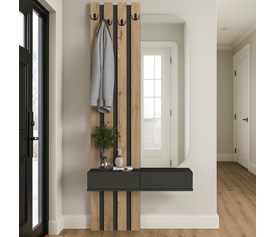 Έπιπλο εισόδου Reyas χρώμα ανθρακί - sepet oak 90x27x205,6εκ.