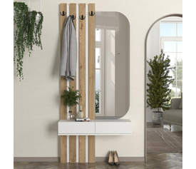 Έπιπλο εισόδου Reyas χρώμα λευκό - sepet oak 90x27x205,6εκ.