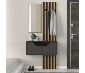 Έπιπλο εισόδου Naro χρώμα ανθρακί - sepet oak 90x35x204,2εκ.