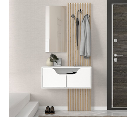 Έπιπλο εισόδου Naro χρώμα λευκό - sepet oak 90x35x204,2εκ.