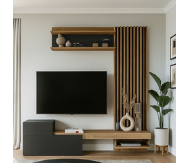 Σύνθεση τηλεόρασης Dumont χρώμα ανθρακί - sepet oak 180x36,8x200εκ.