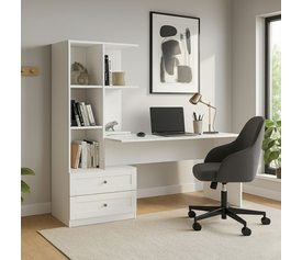Γραφείο εργασίας Mantra χρώμα λευκό 150x60x152εκ.