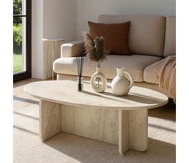 Τραπεζάκι σαλονιού Ravey χρώμα travertine 120x60x39,6εκ.