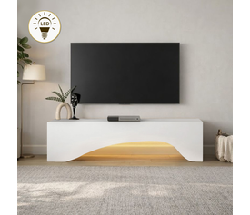 Έπιπλο τηλεόρασης Mara με LED χρώμα λευκό 150x31,4x40εκ.