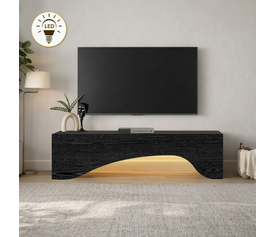 Έπιπλο τηλεόρασης Mara με LED χρώμα sencron black 150x31,4x40εκ.