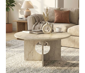 Τραπεζάκι σαλονιού Mara χρώμα travertine Ø75x36,8εκ.