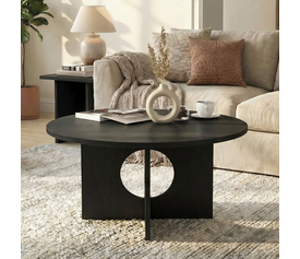 Τραπεζάκι σαλονιού Mara χρώμα sencron black Ø75x36,8εκ.
