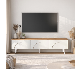 Έπιπλο τηλεόρασης Bono χρώμα λευκό - sepet oak 150x32,3x42,1εκ.