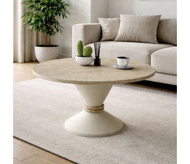 Τραπεζάκι σαλονιού Lepper χρώμα travertine - sandstone Ø75x39,8εκ.