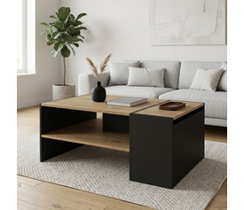 Τραπεζάκι σαλονιού Izia χρώμα sapphire oak - ανθρακί 110x60x45εκ.