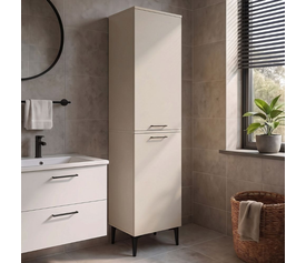 Singa laundry cabinet with laundry basket, sandstone, 45x40x180 cm