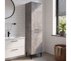 Singa laundry cabinet with basket, concrete gray, 45x40x180 cm