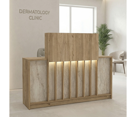 Γραφείο υποδοχής - reception Davis με LED χρώμα sepet oak - travertine 150x41,8x115εκ.