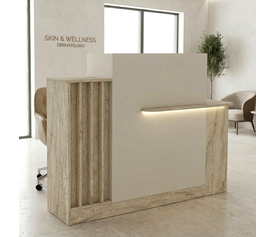 Γραφείο υποδοχής - reception Dayana με LED χρώμα travertine - sandstone 150x85,2x120εκ.