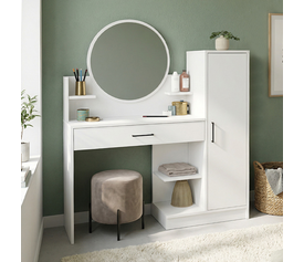 Τουαλέτα με καθρέπτη Andera χρώμα λευκό 123,9x35x144,4εκ.