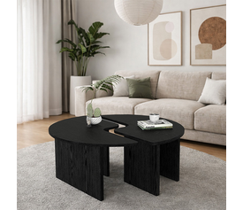 Τραπεζάκι σαλονιού σετ 2 τμχ Dorena χρώμα sencron black Ø90x41,7εκ.
