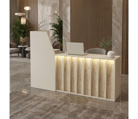 Γραφείο υποδοχής - reception Zegma με LED χρώμα sandstone - travertine 181,2x73,2x120εκ.