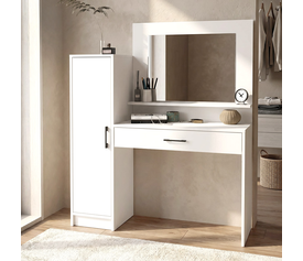 Τουαλέτα με καθρέπτη Kaunos χρώμα λευκό 123,8x40x148,2εκ.