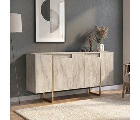 Μπουφές Orontes χρώμα travertine - χρυσό 160x35,2x80εκ.
