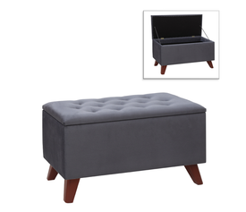 Σκαμπώ - Ταμπουρέ Lotus βελούδινο χρώμα ανθρακί 90x40x50εκ.