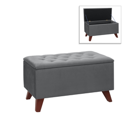 Σκαμπώ - Ταμπουρέ Lotus βελούδινο χρώμα γκρι 90x40x50εκ.