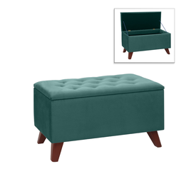 Σκαμπώ - Ταμπουρέ Lotus βελούδινο χρώμα κυπαρισσί 90x40x50εκ.