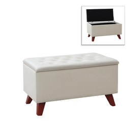 Σκαμπώ - Ταμπουρέ Lotus βελούδινο χρώμα κρεμ 90x40x50εκ.