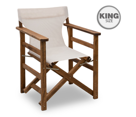 Πολυθρόνα σκηνοθέτη Queen ξύλινη μασίφ οξιά χρώμα καρυδί εμποτισμού με διάτρητο εκρού πανί 61x57x86εκ.